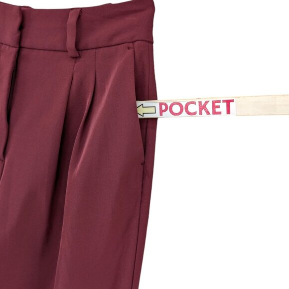 Jason Wu Wide Leg Pants Womens Burgundy Pleated High Rise Slacks Size XS - Picture 12 of 12